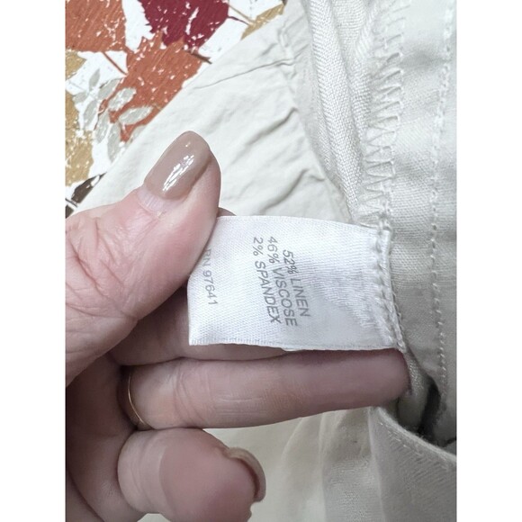 J.Jill Linen Stretch Pants Womens Size 12 Beige Casual Khaki 29” inseam - Picture 8 of 8